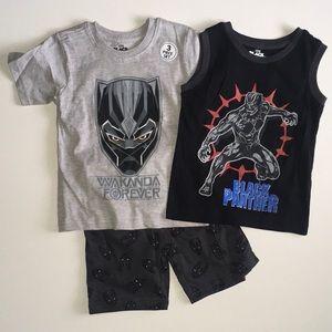 Black Panther tank tee shorts set 3T 4T